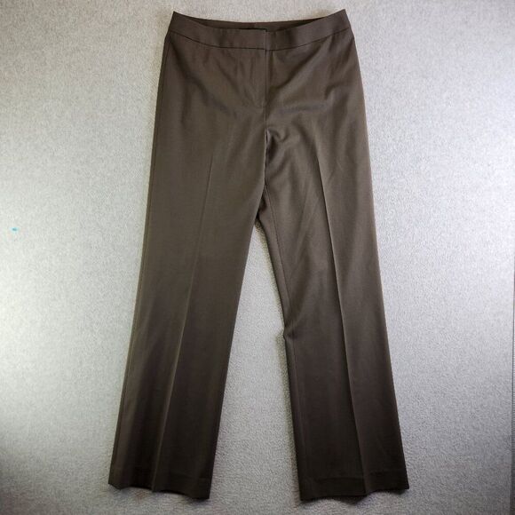 Lafayette 148 Pants Womens 10 Brown Menswear Fit Virgin Italian Stretch Wool - Picture 1 of 16